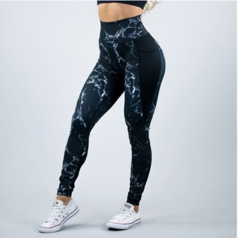 BUFFBUNNY COLLECTION ELYSIUM BLACK LEGGINGS - MARBLE Small